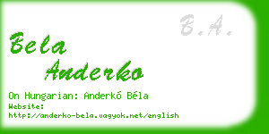 bela anderko business card
