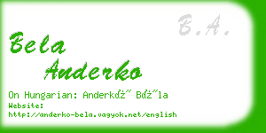 bela anderko business card